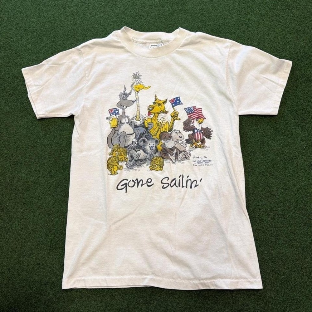 vintage 1987 single stitch, gun sailing funny animal graphic T-shirt